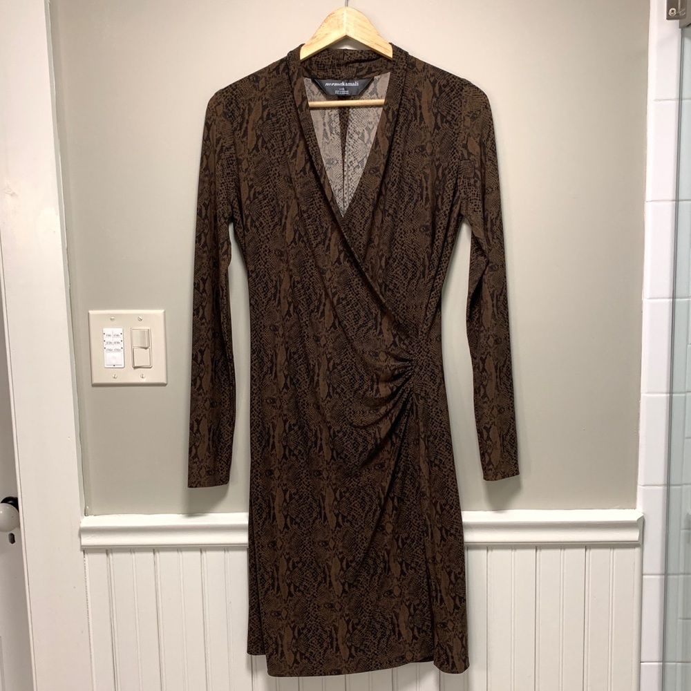 Norma Kamali, Ruched & Wrap Front, Cheetah, Size S